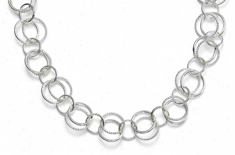 Sterling Silver Twist Polished Double Links 18 Inch Necklace