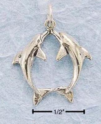 Sterling Silver Two Dolphins Touching Nosss Spell