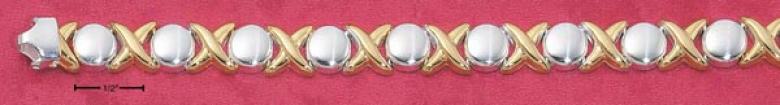 Sterling Silver Two-tone 7 In Small Hugs And Kisses Bracelet
