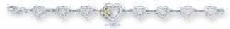 Sterling Silver Two-tone 7 Inch 10m Open Heart Bracelet