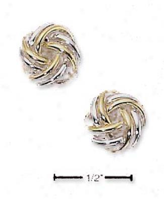 Sterling Gentle Two-tone Flower Knot Post Earrings