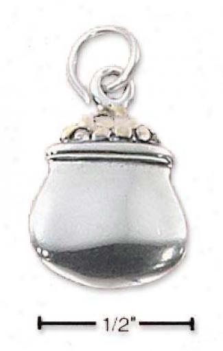 Sterling Silver Two-tone Pot Of Gold Charm