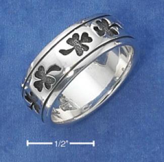 Sterling Silver Unisex Antiqued Shamrock Ring (nickel Free)