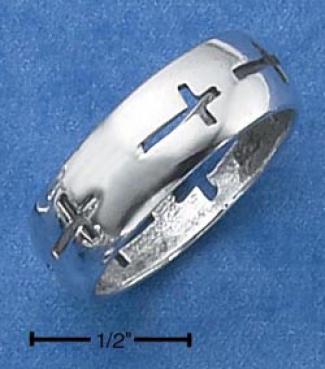 Sterlint Silver Unisex Band Ring Continuous Cross Cut-outs