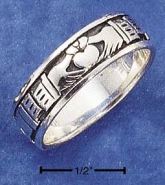 Sterling Silver Unisex Multi Claddaugh Band Ring