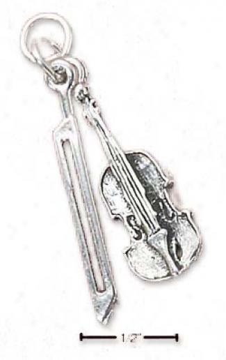 Sterling Silver Violin/cello And Bow Charm