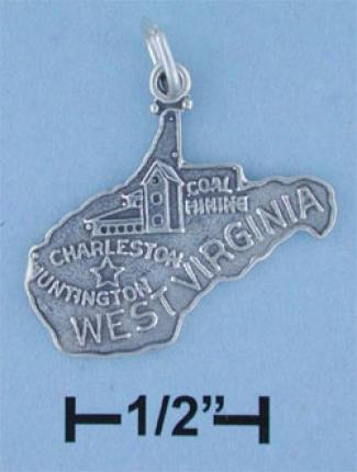 Sterling Silver West Virginia State Charm