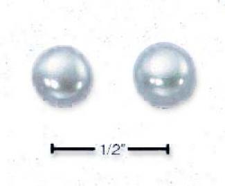 Sterling Silver White Fresh Water Pearl Button Post Earrings