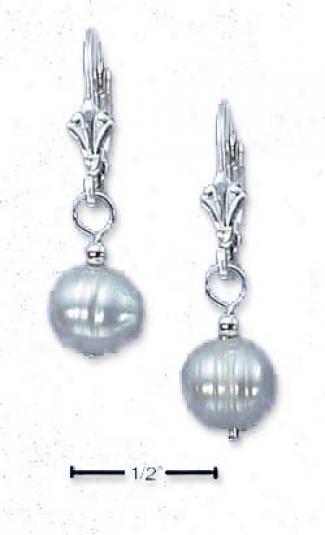 Sterling Soft and clear  White Fw Pearl Drop Earrings With Leverback