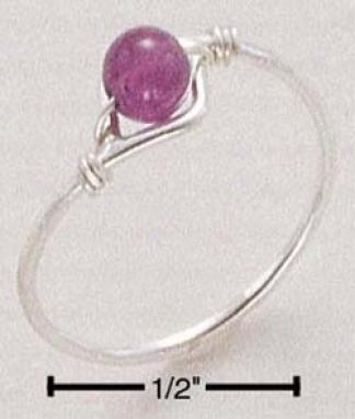Sterling Silver Wire Ring With Amethyst Moulding