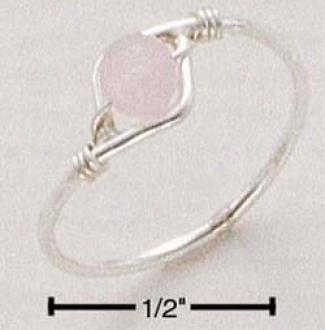 Sterling Silver Wire Ring With Rose Quartz Bead