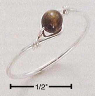 Sterling Silver Wire Ring With Tiger Eye Bead