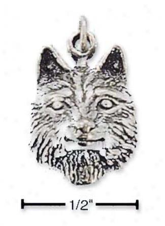 Sterling Silver Wolf Head Charm