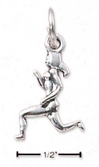 Sterling Silver Woman Runner Charm