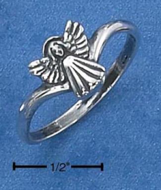 Sterling Silver Womens Antiqued Little Angel Ring