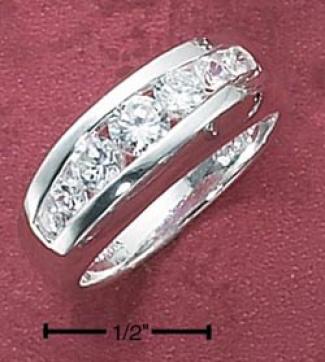 Sterling Silver Womens Channel Set Tapered Cz Band Ring
