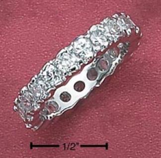 Sterling Silver Womens Continuous Cz Band Ring