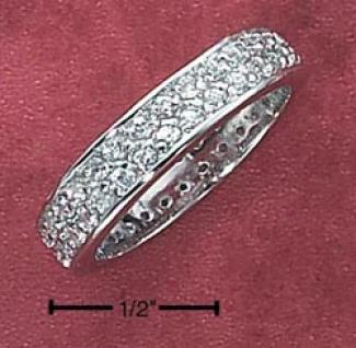 Sterling Silver Womens Continuous Pave Cz Band Riny