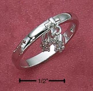 Sterling Silver Womens Cz Horseshoe Spell Ring