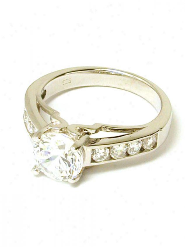 Stunning Round Channel Cubic Zirconia Cz Engagement Ring