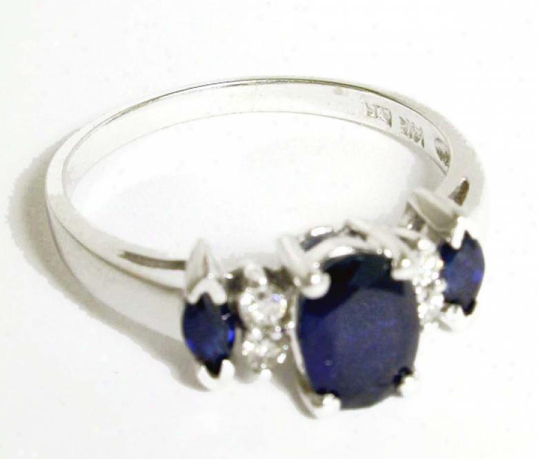 Three-stone Oval And Marquis Sapphire & Diamond Ring
