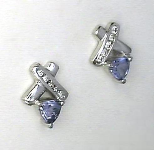 Trilliant Tanzanite & Diamond Earring
