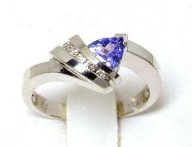 Trilliant Tanzanite & Diamond Ring