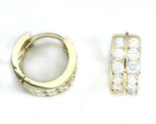 Two Row Channel Cz Hinged Earrings