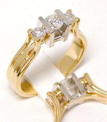 Two-tone Diamond Three Stone Ring