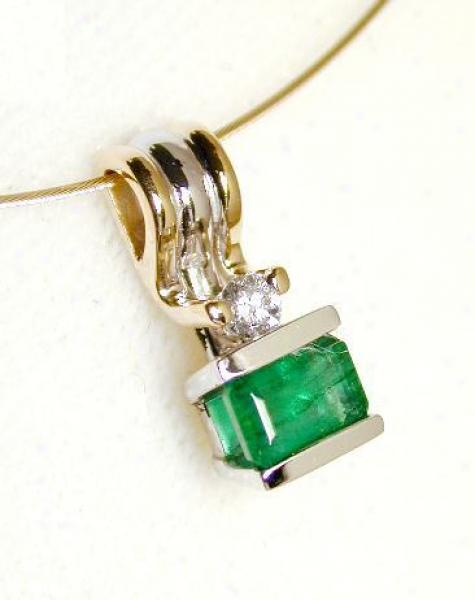 Two-tone Emerald & Diamond Pendant