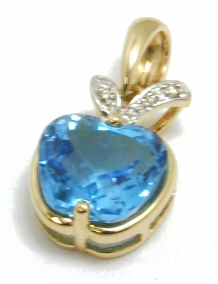Unusual Blue Topaz & Diamond Apple Pendant