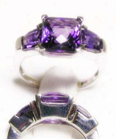 Uncommon Cushion & Baguette Amethyst Ring