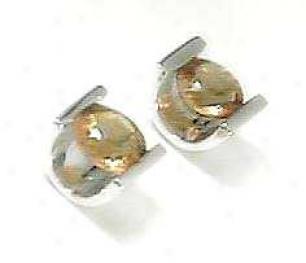 Wg Gorgeoue Round Citrine Stud Earrings