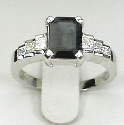 Wg Sapphire & Princess-cut Diamond Ring