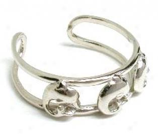 White Gold Dolphin Adjustable Toe Ring