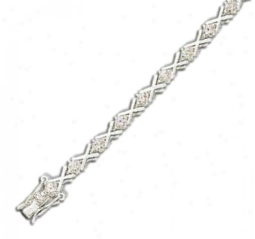X Design Round 3 Mm Cz Silver Bracelet