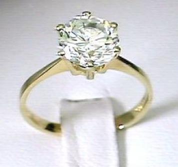 Yellow Gold Solitaire Cubic Zirconia Cz Ring