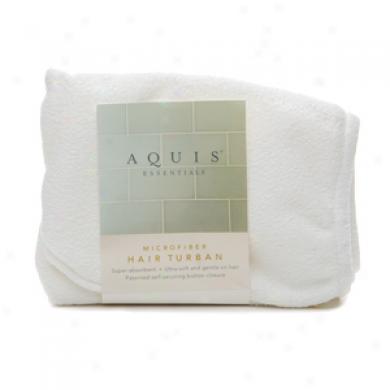 Aquis Essentials Microfiber Hair Turban With Button Closure, White