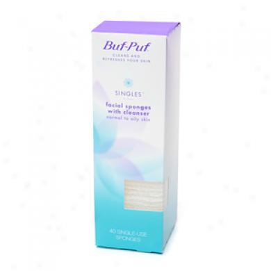 Buf-puf Singles, Facial Sponges With Cleanser, Normal To Oily Flay