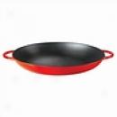 Kinetic Color Cast Red 14  Open Paella Pan W Black Enamel Interiior