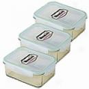 Kinetic Go Green Glasslock 64 Ounce Rectangular Storage Container 3 Pack