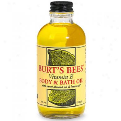 Burt's Beeq Vitamin E Body & Bath Oil With Sweet Almond Oil & Lemon Oil