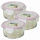 Kinetic Go Green Glasslock 14 Ounce Rounx Storaye Container 3 Pack