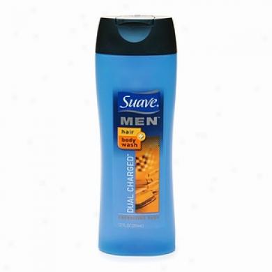 Suave For Men Dual Charged Hair + Body Wash, Energizing Rush